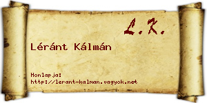 Léránt Kálmán névjegykártya